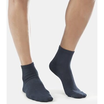 Jockey Men's Ankle Length Compact Cotton Stretch Socks With Stayfresh Treatment (Pack Of 2) 7106_Black&Navy_Free Size