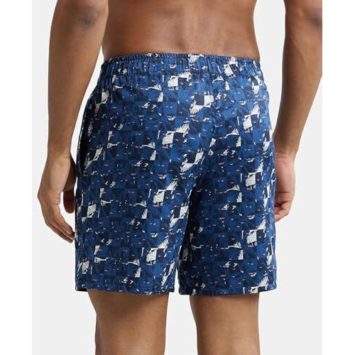 Jockey Men's Super Combed Cotton Satin Weave Printed Boxer Shorts_Ny07_Navy_L