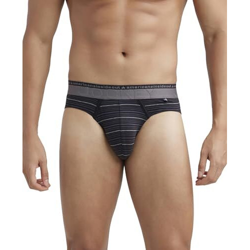 Jockey Us67 Men's Super Combed Cotton Elastane Stretch Stripe Brief With Ultrasoft Waistband_Black_L