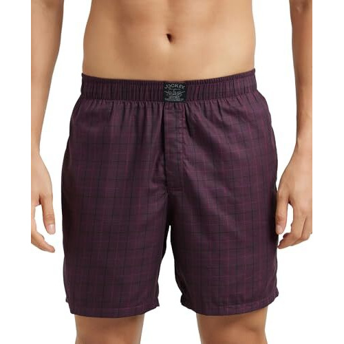 Jockey Hg18 Men's Tencel Lyocell Cotton Solid Boxer Shorts With Side Pocket_Potent Purple_L
