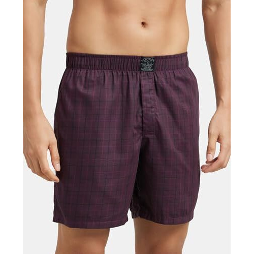 Jockey Hg18 Men's Tencel Lyocell Cotton Solid Boxer Shorts With Side Pocket_Potent Purple_L