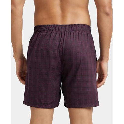 Jockey Hg18 Men's Tencel Lyocell Cotton Solid Boxer Shorts With Side Pocket_Potent Purple_L