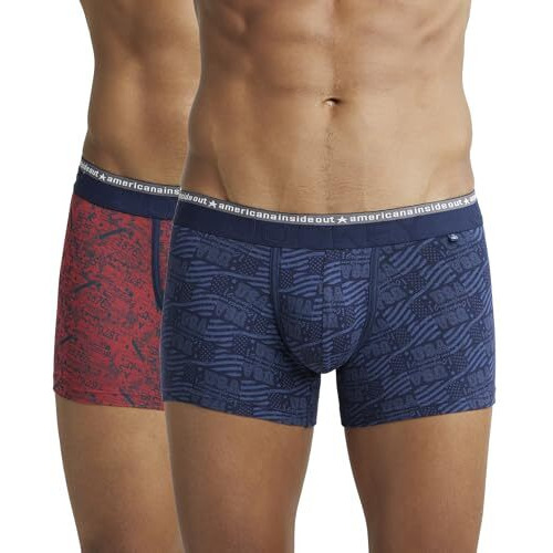 Jockey Us63 Men's Super Combed Cotton Elastane Stretch Printed Trunk With Ultrasoft Waistband_Assorted_M (Pack Of 2_Colors & Prints May Vary)