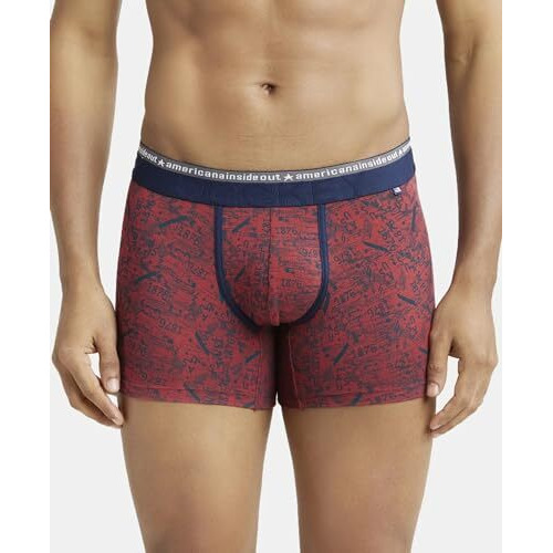Jockey Us63 Men's Super Combed Cotton Elastane Stretch Printed Trunk With Ultrasoft Waistband_Assorted_M (Pack Of 2_Colors & Prints May Vary)