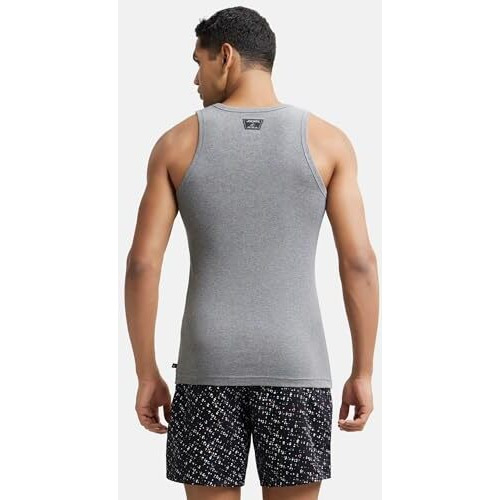 Jockey Zn14 Men's Super Combed Cotton Rib Square Neck Sleeveless Vest_Mid Grey Melange_M