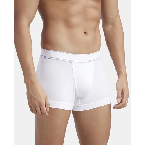 Jockey Hg16 Men's Tencel Micro Modal Elastane Stretch Solid Trunk With Natural Stay Fresh Properties_White_M