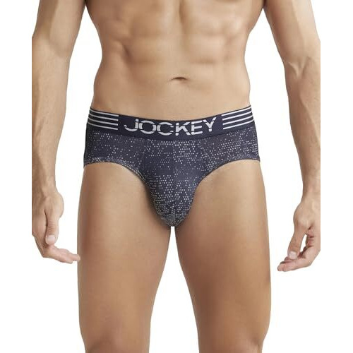 Jockey Mm07 Men's Microfiber Mesh Elastane Stretch Printed Brief With Breathable Mesh And Stay Dry Technology_True Navy_M