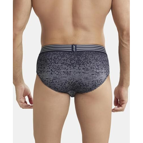 Jockey Mm07 Men's Microfiber Mesh Elastane Stretch Printed Brief With Breathable Mesh And Stay Dry Technology_True Navy_M