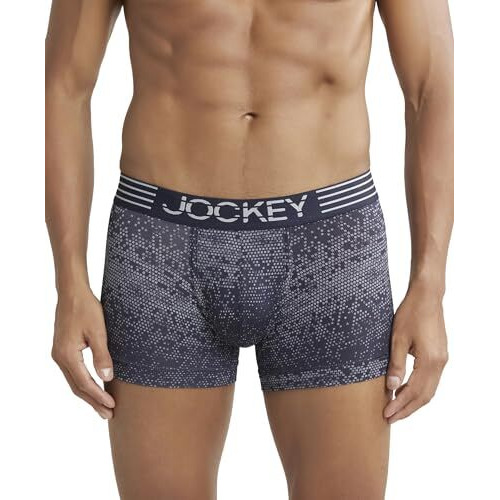 Jockey Mm08 Men's Microfiber Mesh Elastane Stretch Printed Trunk With Breathable Mesh And Stay Dry Technology_True Navy_L