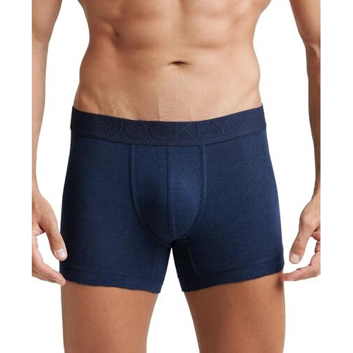 Jockey Lm06 Men's Bamboo Cotton Elastane Mesh Trunk With Ultrasoft Waistband And Stay Dry Treatment_Navy Melange_M