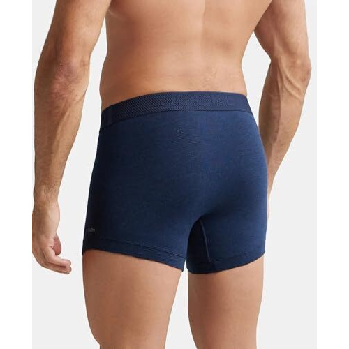 Jockey Lm06 Men's Bamboo Cotton Elastane Mesh Trunk With Ultrasoft Waistband And Stay Dry Treatment_Navy Melange_M
