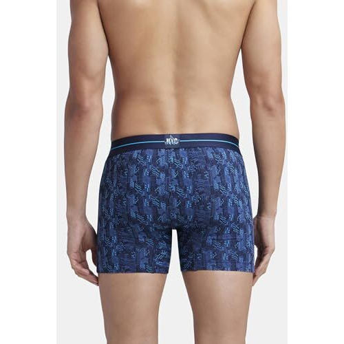 Jockey Ny03 Men's Super Combed Cotton Elastane Stretch Printed Boxer Brief With Ultrasoft Waistband (Prints May Vary)_Navy_S