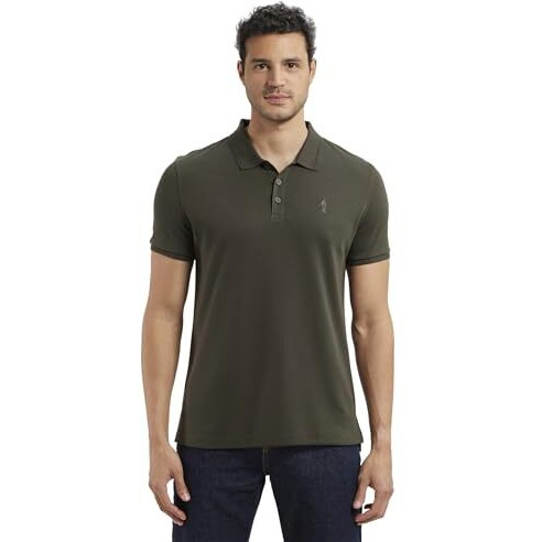 Jockey 3912 Men's Super Combed Cotton Rich Solid Half Sleeve Polo T-Shirt_Olive_L
