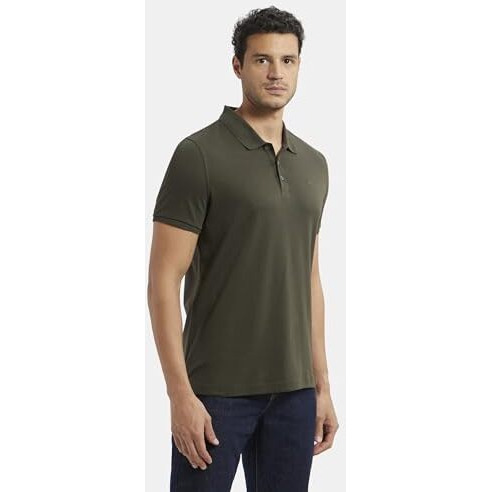 Jockey 3912 Men's Super Combed Cotton Rich Solid Half Sleeve Polo T-Shirt_Olive_L