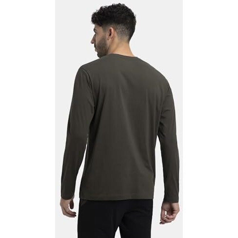 Jockey Am95 Men's Super Combed Cotton Rich Solid Round Neck Full Sleeve T-Shirt_Olive_M