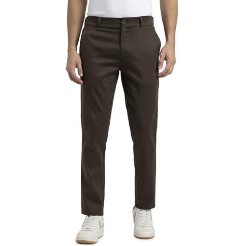 Jockey Im26 Men's Super Combed Cotton Rich Elastane Stretch Woven Fabric Slim Fit All Day Pants_Black Olive_L