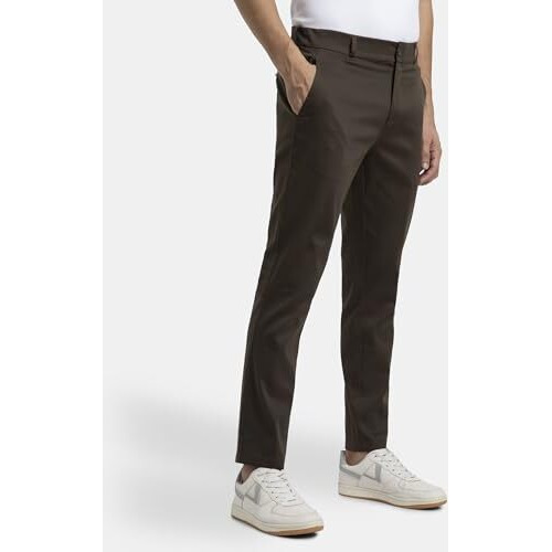 Jockey Im26 Men's Super Combed Cotton Rich Elastane Stretch Woven Fabric Slim Fit All Day Pants_Black Olive_L