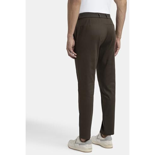 Jockey Im26 Men's Super Combed Cotton Rich Elastane Stretch Woven Fabric Slim Fit All Day Pants_Black Olive_L