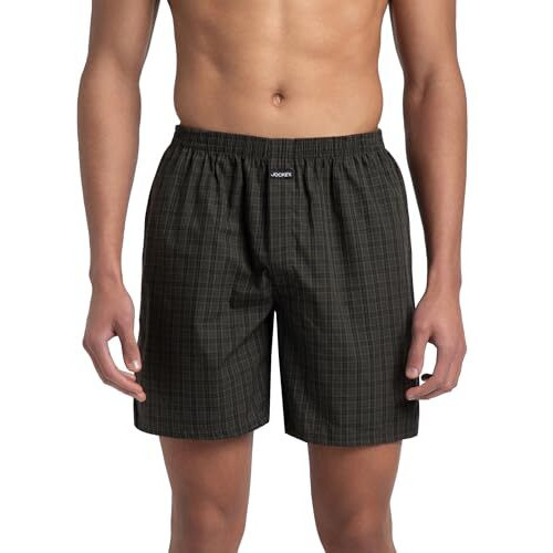 Jockey 1223 Men's Super Combed Mercerized Cotton Woven Checkered Boxer Shorts With Side Pocket (Pack Of 2)_Multicolor_L