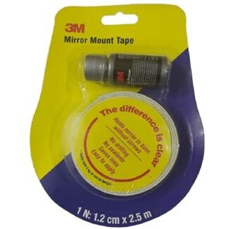 3M Mirror Mounting Tape, Double Sided With Primer, 12 Mm X 2.5 M, 1 Roll, Join Mirror To Wood, Tile, Stone, Marble, Fibre Board