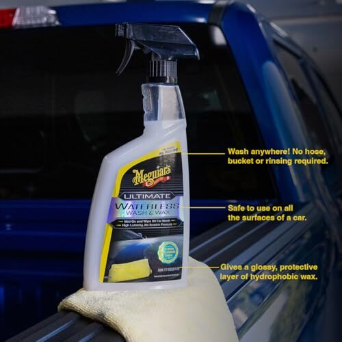 Meguiar's Ultimate Waterless Wash & Wax Easy To Use High-Lubricity No Scratch Formula Spot-Free Wash Without Water Long Lasting Glossy Finish (G3626)