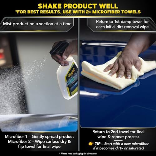Meguiar's Ultimate Waterless Wash & Wax Easy To Use High-Lubricity No Scratch Formula Spot-Free Wash Without Water Long Lasting Glossy Finish (G3626)