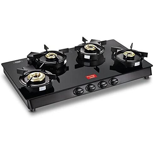 Prestige Svachh Neo Gtsn 04 L Toughened Glasstop Gas Stove With Liftable 4 Burners (Black), Open