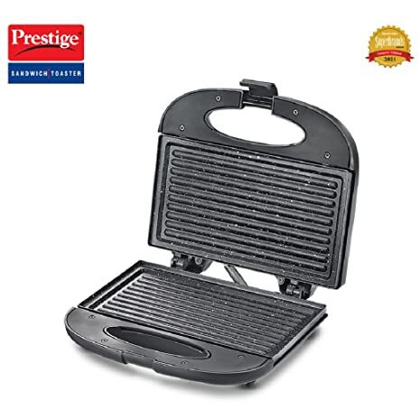 Prestige Pgfsp - Spatter Coated Non-Stick Sandwich Toasters With Fixed Grill Plate, Black