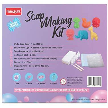 Handycrafts Funskool Soap Making Kit, 6 Different Shapes, Diy Kit, Art And Craft Set For Kids, Learning, Fun & Engaging Activity For Childrens, Multicolour, Gift Set For Kids, Age 5+ Years