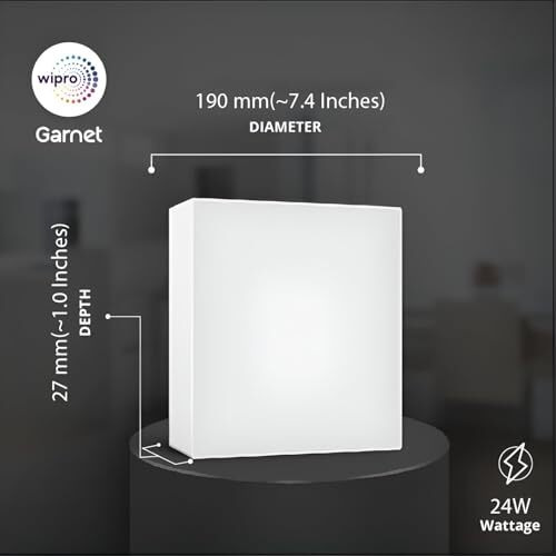 Wipro Polycarbonate Garnet 24W Rimless Square Led Surface Panel Cool White Light (6500K) Elegant Rimless Design For Wider Spread Of Light Surface Mounted Led Down Light For Ceiling Pack Of 1