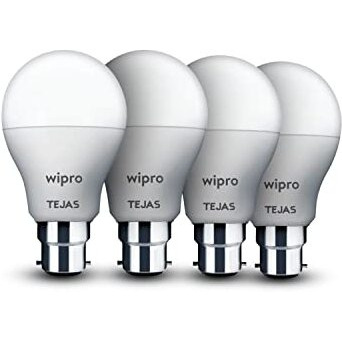 Wipro Tejas 12W Led Bulb For Home & Office |B22 Led Bulb Base |Cool Day White Light (6500K) |4Kv Surge Protection |High Voltage Protection |Eco Friendly Energy Efficient | Pack Of 4