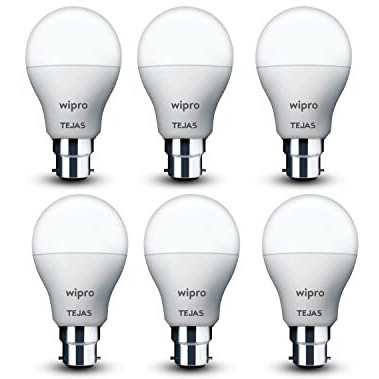 Wipro Tejas 12W Led Bulb For Home & Office |B22 Led Bulb Base |Cool Day White Light (6500K) |4Kv Surge Protection |High Voltage Protection |Eco Friendly Energy Efficient | Pack Of 6