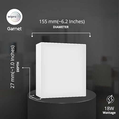 Wipro Polycarbonate Garnet 18W Rimless Square Led Surface Panel | Cool White Light (6500K) | Elegant Rimless Design For Wider Spread Of Light | Surface Mounted Led Down Light For Ceiling | Pack Of 2