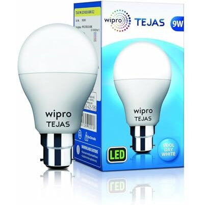 Wipro Tejas 9W Led Bulb For Home & Office |B22 Led Bulb Base |Cool Day White Light (6500K) |4Kv Surge Protection |High Voltage Protection |Eco Friendly Energy Efficient | Pack Of 15