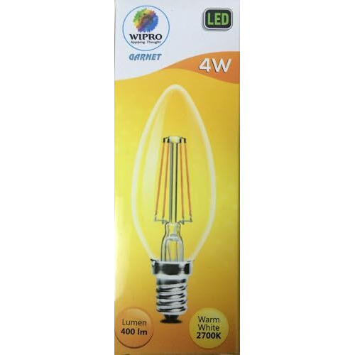 Wipro Garnet Base E14 4Watt Led Bulb (Pack Of 2, Yellow)