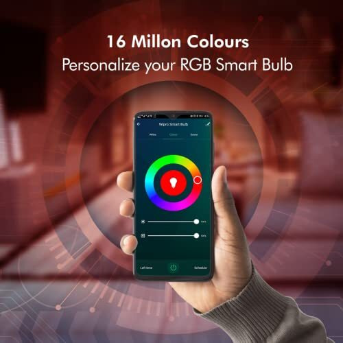 Wipro 9-Watt B22 Wifi Smart Led Bulb With Music Sync (16 Million Colours + Warm White/Neutral White/White) (Compatible With Amazon Alexa And Google Assistant), Standard (Ns9400)(Pack Of 1)
