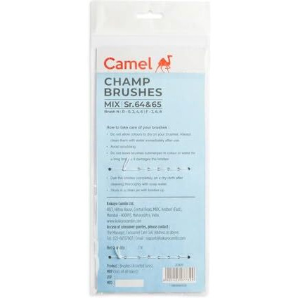 Camel Plastic Champ Brushes Set Of 7 | Round & Flat Brushes For Water, Poster & Acrylic Colors | Perfect For Kids, Hobbyists & Artists