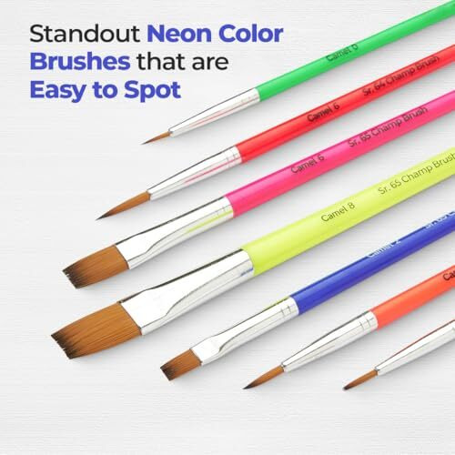 Camel Plastic Champ Brushes Set Of 7 | Round & Flat Brushes For Water, Poster & Acrylic Colors | Perfect For Kids, Hobbyists & Artists