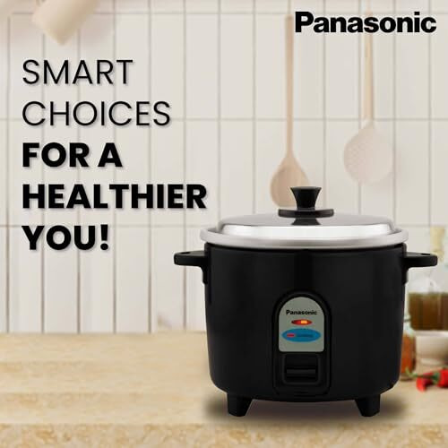 Panasonic Electric Automatic Cooker With Auto Switch Off| Sr-Wa10 (E) | 450 Watts | Capacity 1.0 Litre With 600 Grams Raw Rice Cooking |Colour Black