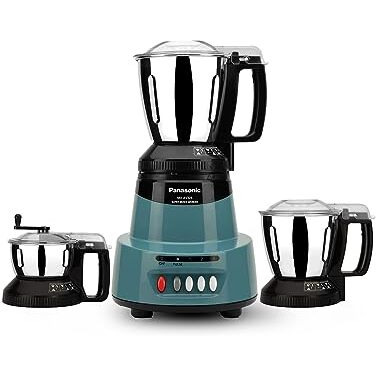 Panasonic 1500W Mixer Grinder With 3 Stainless Steel Jars Set, (Coral Blue) Mx-Av325 | Elements Series With Ss304 Grade Stainless Steel Blade