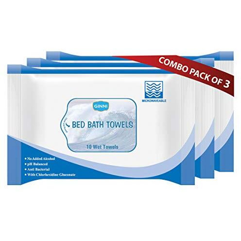 Ginni Hygiene Bed Bath Wipes Large Wet Wipes For Adults, Patients, And Babies. Ideal For Sponge Baths And Refreshing Hygiene. 10 Pulls Per Pack (Pack Of 3), Gentle And Convenient