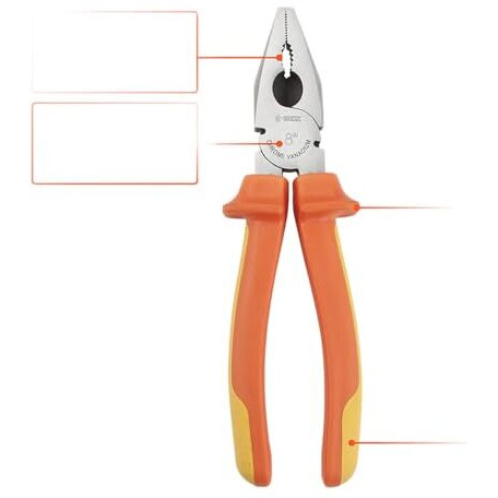 Groz 1000V Safe Insulated Combination Plier For All Electrical Applications | Vde Compliant | Chrome Vanadium | Shock-Proof | Anti-Slip Grip | Best For Cutting Wires, Gripping, Bending, Straightening, Crushing, Pulling, Etc. | Cpl/Cv/8