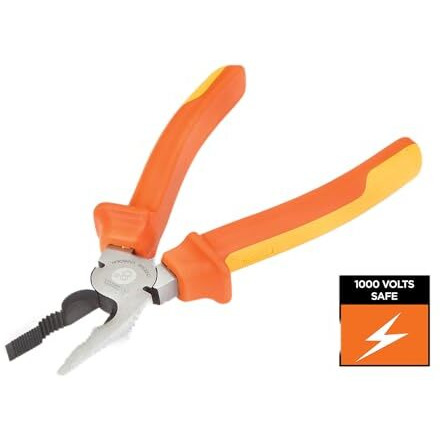 Groz 1000V Safe Insulated Combination Plier For All Electrical Applications | Vde Compliant | Chrome Vanadium | Shock-Proof | Anti-Slip Grip | Best For Cutting Wires, Gripping, Bending, Straightening, Crushing, Pulling, Etc. | Cpl/Cv/8