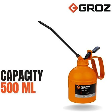 Groz 500Ml Oil Can With Spout | Easy And Spill Free Oiling | Easy Thumb Press Mechanism | Oil Can For Garage, Industrial, Automotive , Diy | V500R