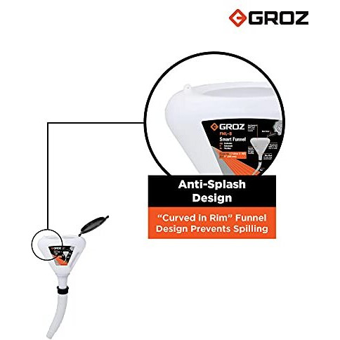 Groz Smart Funnel For Petrol, Diesel, Kerosene | V Shape Funnel With Filter | Smart Funnel With Cap & Flexible Spout | Capacity 1.7 Litres | Fnl/8
