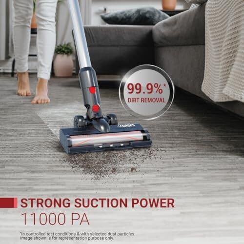 Eureka Forbes Kordfree K10 Lite Cordless Vacuum Cleaner | 2-In-1 Handheld & Upright | 11 Kpa Suction Power | 45 Min Runtime | Removable Battery | Cyclonic Tech| 3 Accessories | Hepa,4-Stage Filtration