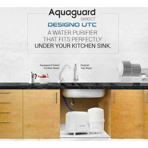 Aquaguard Select Designo 9-Stage Under The Counter Water Purifier | Ro+Uv+Active Copper Tech | Taste Adjuster | 8L Storage | Inbuilt Pressure Pump | Suitable For Tanker, Borewell & Municipal Water