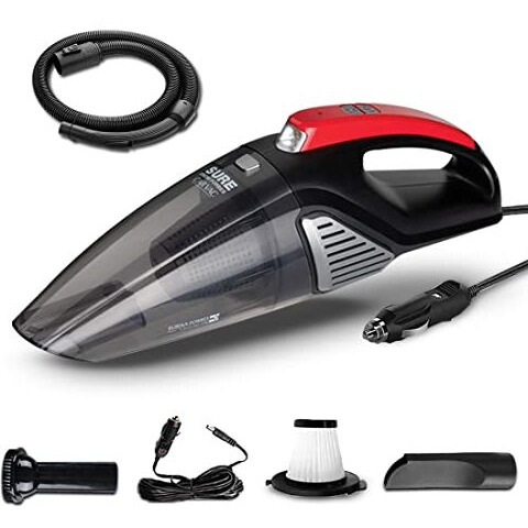 Eureka Forbes Car Vac Vacuum Cleaner With 100 Watts Powerful Suction With Washable Hepa Filter, Comes With Multiple Accessories (Black And Red)