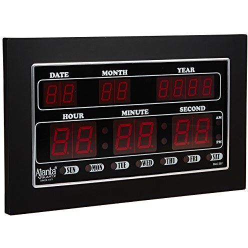 Ajanta Quartz Plastic Digital Red Led Rectangle Wall Clock Olc - 307 (34 Cm X 20 Cm X 4 Cm)