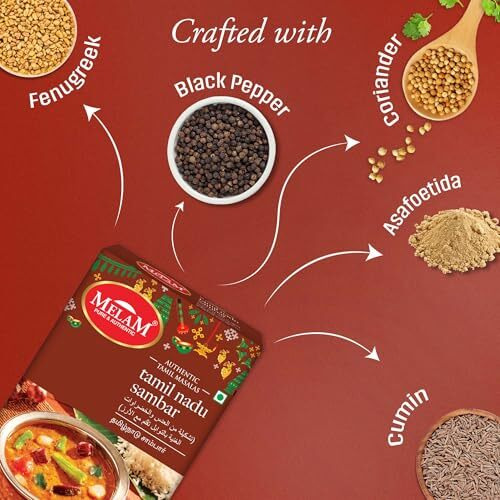 Melam Pure And Authentic Tamil Nadu Style Sambar Masala Powder 500G | No Added Artificial Colors & Flavourings